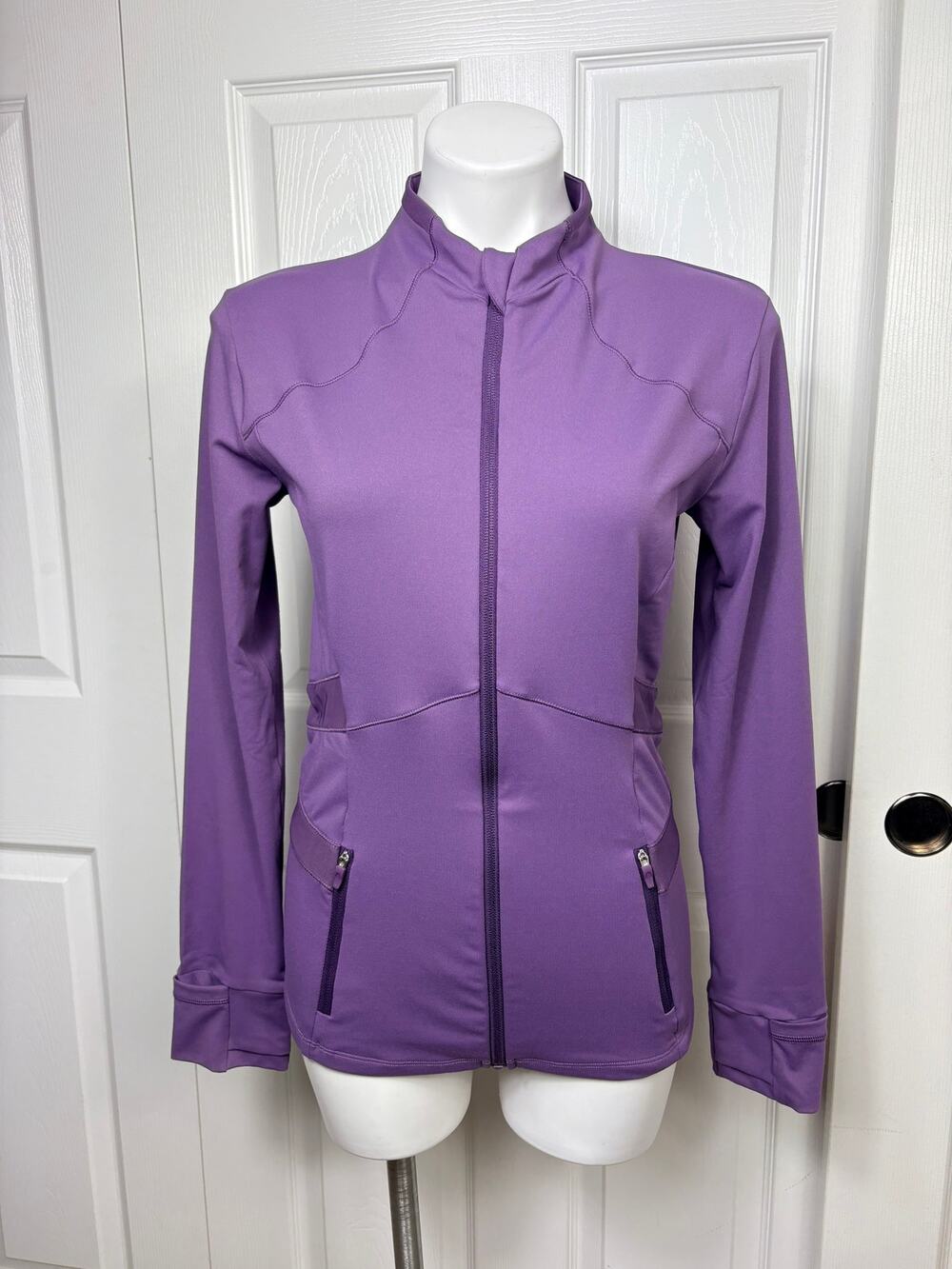 Queenieke Women's Slim Fit Workout Jacket Zip-Up Athletic Violet Size M